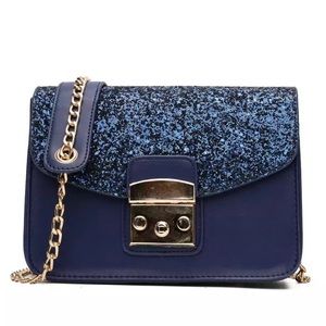 💕 Navy Blue PU Leather Shoulder Chain Bag 💕
